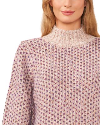 Multicolored Knit Mock Neck Sweater