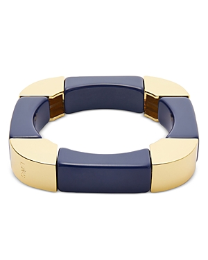 Shop Lele Sadoughi Color Geometric Stretch Bangle Bracelet In Gold Tone In Blue/gold