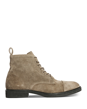 Allsaints Drago Lace-up Suede Ankle Boots In Khaki