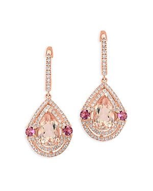 Bloomingdale's Pink Tourmaline, Morganite & Diamond Drop Earrings in 14K Rose Gold