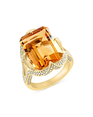 Bloomingdale's Citrine & Diamond Ring In 14k Yellow Gold In Orange/gold