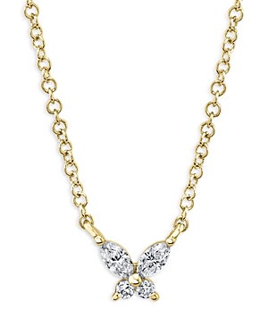 Moon & Meadow 14k Yellow Gold Diamond Butterfly Pendant Necklace, 17-18 In Gold