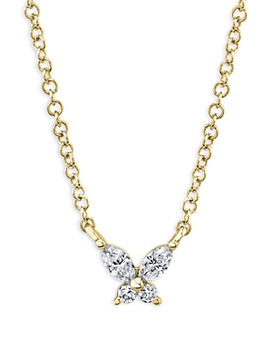 Moon & Meadow 14k Yellow Gold Diamond Butterfly Pendant Necklace, 17-18