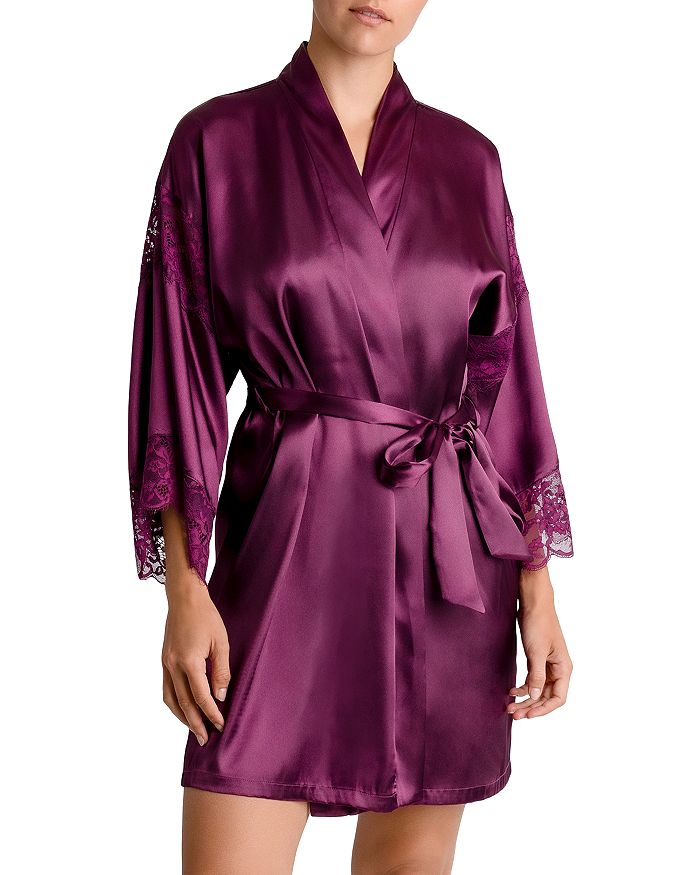 In Bloom by Jonquil Geneva Lace Trim Short Robe | Bloomingdale's