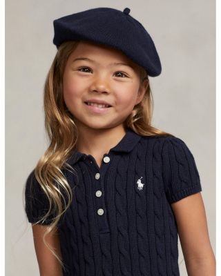 Girls' Cable-Knit Cotton Polo Sweater Dress - Little Kid