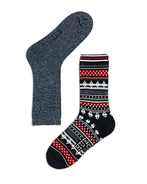 Hue Geo Stripe Boot Socks, Pack Of 2 In Black