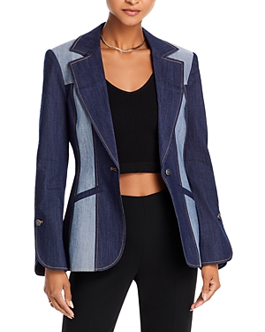 Cinq À Sept Celie Two-tone Denim Blazer In Indigo