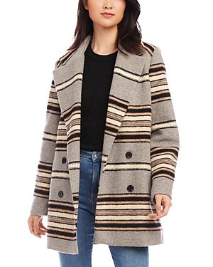 Karen Kane Striped Double Breasted Jacket In Stripe