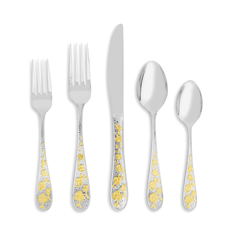 Michael Aram Orchid Gold 5-piece Flatware Place Setting In Stainless Steel/gold