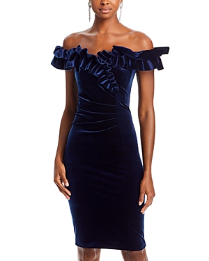 Aqua Ruffled Velvet Dress - 100% Exclusive In Navy