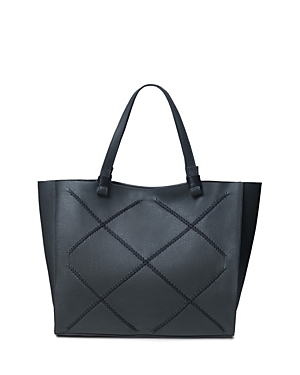 Callista Cross Medium Leather Tote In Charcoal