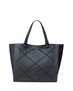 Shop Callista Cross Medium Leather Tote In Charcoal