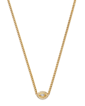 Shop Zoë Chicco 14k Yellow Gold Diamond Eye Pendant Necklace, 14-16