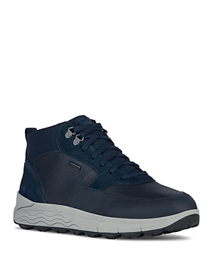 Shop Geox Lace Up Ankle Boots In Navy