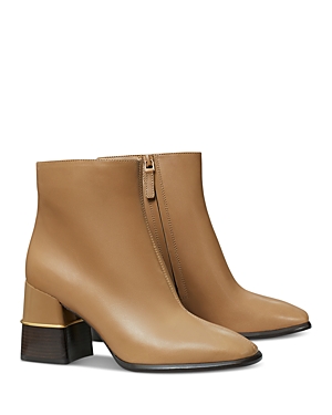 Shop Tory Burch Women's Embellished High Heel Ankle Boots In Almond Flour