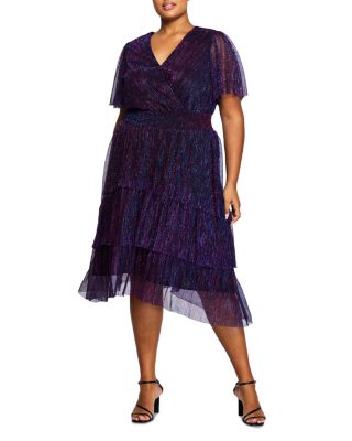 Estelle Plus - Glitterland Faux Wrap Dress