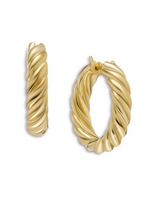 Sculpted Cable Hoop Earrings in 18K Yellow Gold, 25.4mm