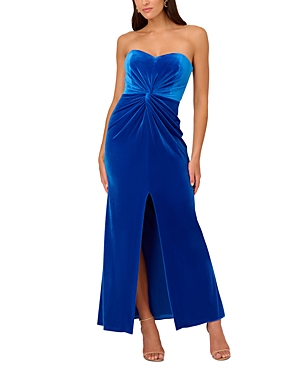 Liv Foster Womens Velvet Strapless Evening Dress In Canary