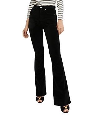Shop Veronica Beard Sheridan High Rise Bell Flare Velvet Jeans In Black