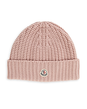 Moncler Ultra Fine Merino Wool Knit Beanie In Pink