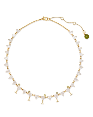 kate spade new york Shaken Or Stirred Cubic Zirconia Martini Tennis Necklace in Gold Tone, 17-20