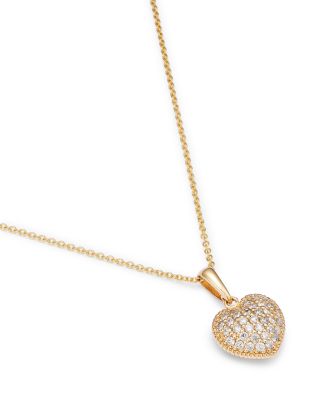 Diamond Pav&eacute; Heart Pendant Necklace in 14K Yellow Gold, 0.40 tcw