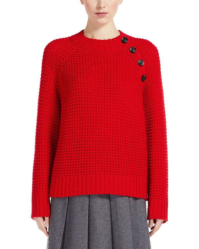 Waffle-Knit Wool Sweater
