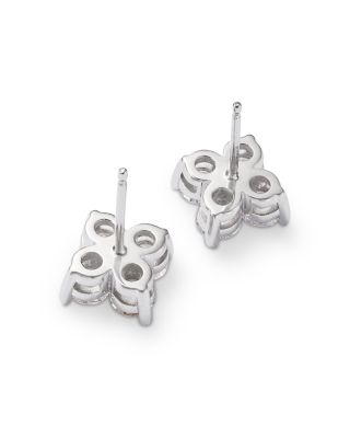Diamond Clover Stud Earrings in 14K White Gold, 2.50 tcw
