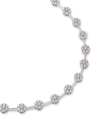 Diamond Flower Cluster Link Bracelet in 14K White Gold, 2.0 tcw