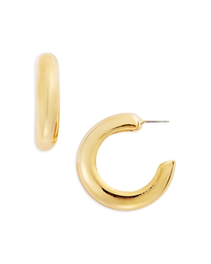 Shop Kenneth Jay Lane Tubular Hoop Earrings In 22k Gold Plated