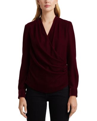 Ralph Lauren Velvet Surplice Blouse | Bloomingdale's