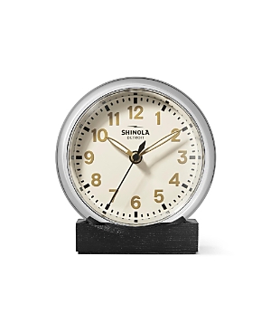 Shop Shinola Runwell 6 Desk Clock In Gunmetal, Gray, And Gold-tone