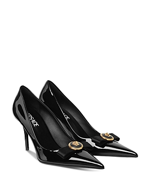 Shop Versace Women's Slip On Pointed Toe High Heel Pumps In Black