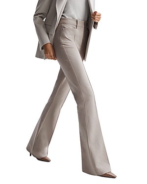 Shop Reiss Dylan Flare Leg Trousers In Neutral