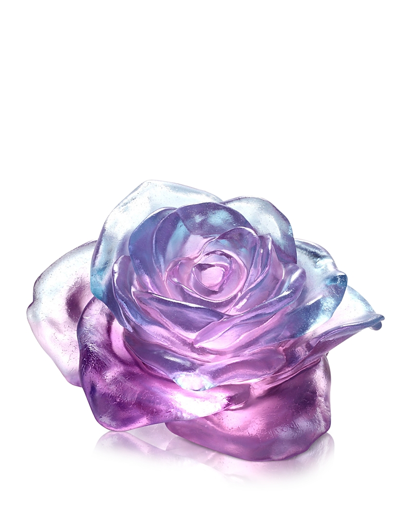 Liuli Amorous World Crystal Rose Figurine In Purple