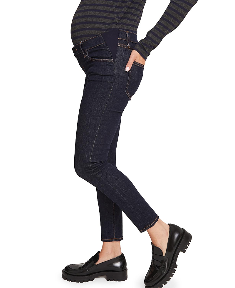 Hatch Collection Under the Bump Slim Maternity Jean in Rinse