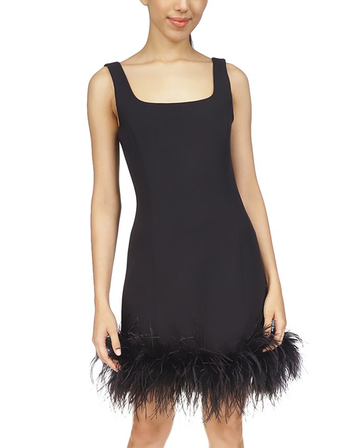 Michael Kors Feather Trim Sleeveless Sheath Dress | Bloomingdale's