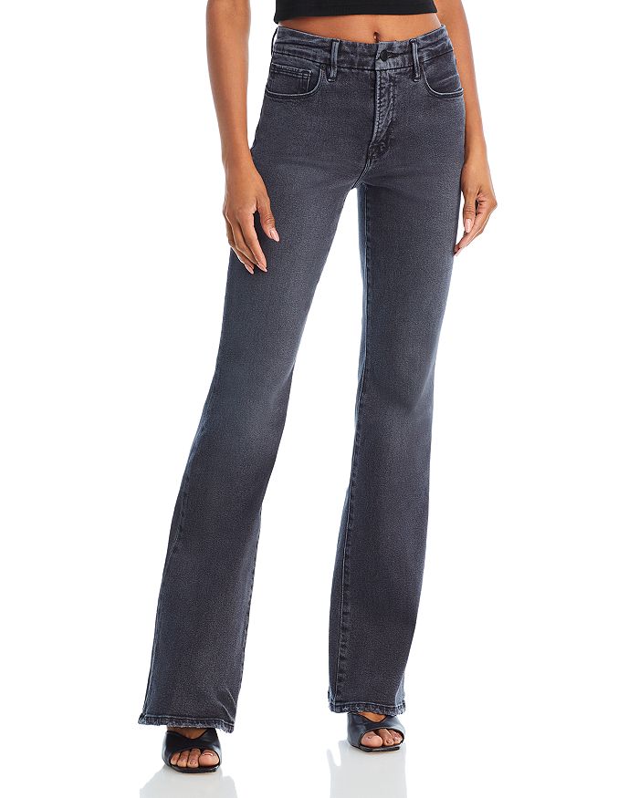 Good American Good Classic Slim Bootcut Jeans in Black | Bloomingdale's