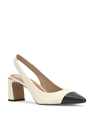 Vince Camuto Hamden Slingback Pointed Cap Toe Pump In White