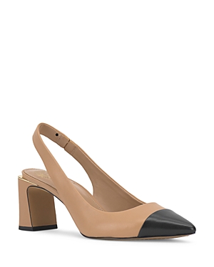 Shop Vince Camuto Women's Hamden Pointed Cap Toe Slingback Pumps In Beige