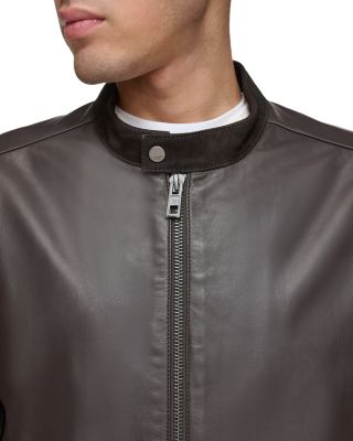 Varkas Leather Full Zip Racer Jacket 