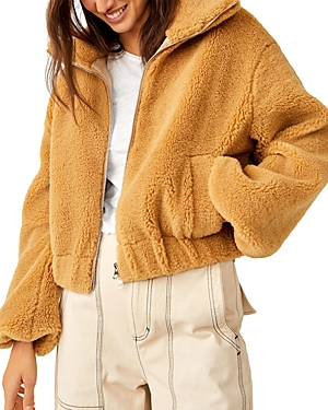 Free People Get Cozy High Pile Fleece Jacket In Camel