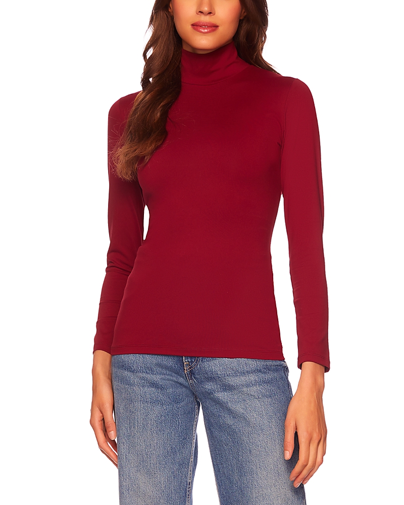 Susana Monaco Fitted Turtleneck Tee In Beaujolais