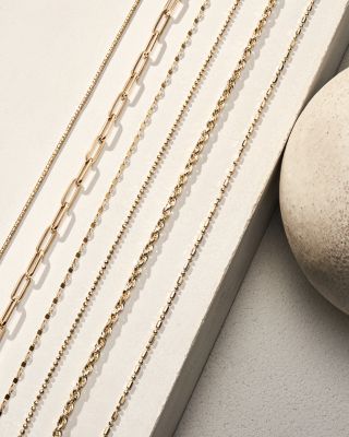 Paper Clip Link Chain Necklace in 14K Yellow Gold 