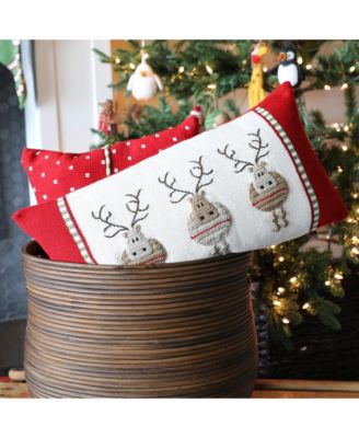 Round Reindeer Holiday Throw Pillow, 10&amp;quot; x 20&amp;quot;