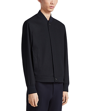 Zegna Oasi Blouson Casual Jacket In Black Cashmere In Navy