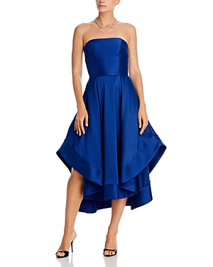 AQUA MIKADO STRAPLESS MIDI GOWN - EXCLUSIVE