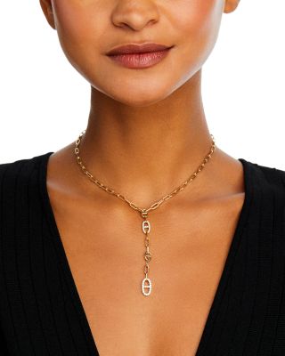 Diamond Link Lariat Necklace in 14K Yellow Gold, 0.50 ct.