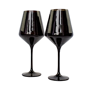 Shop Estelle Colored Glass Stem Wineglasses, Set Of 2 In Black