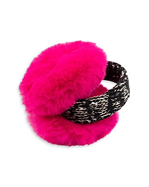 Surell Kids' Girls' Faux Fur Earmuffs In Fuchsia/bling Band